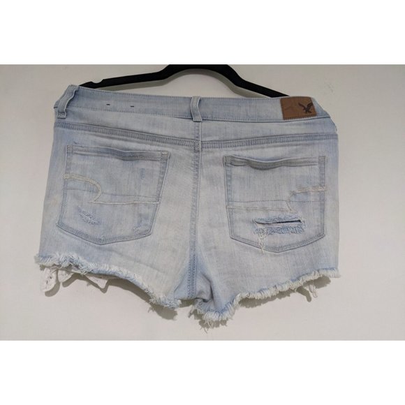 American Eagle Outfitters Super Stretch Hi-Rise Shortie AEO Denim X Shorts Sz 10 - Picture 2 of 7